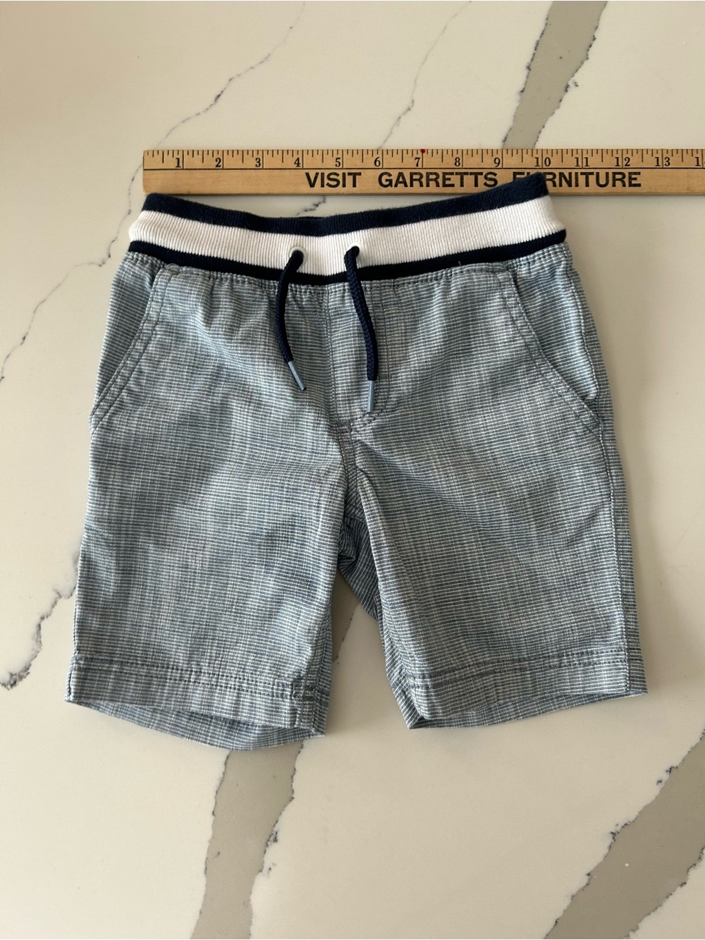 Carters Boys Lightweight Blue Check Pull-On Shorts